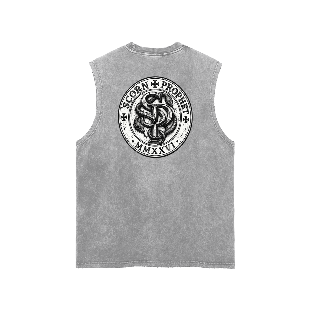 Snow Washed Frayed Hem Tank Top