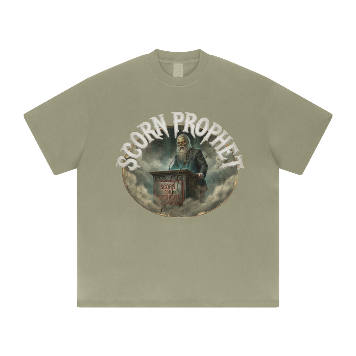 425GSM Unisex Color-Added Heavyweight Solid Color T-shirt Greyish Green