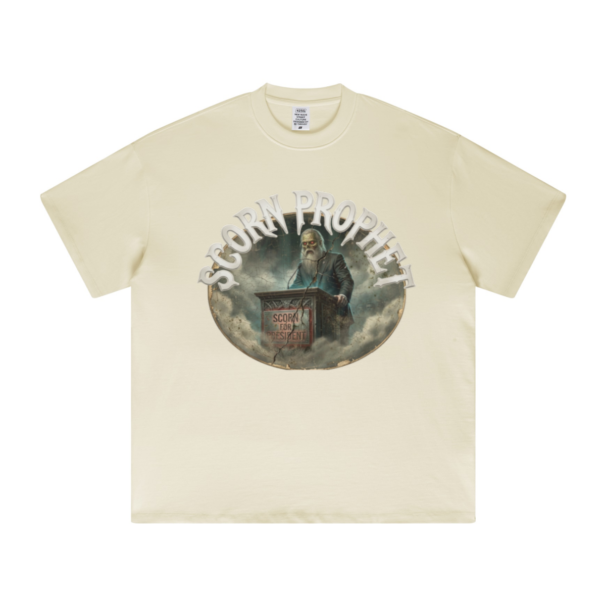 425GSM Unisex Color-Added Heavyweight Solid Color T-shirt Milky Tea White