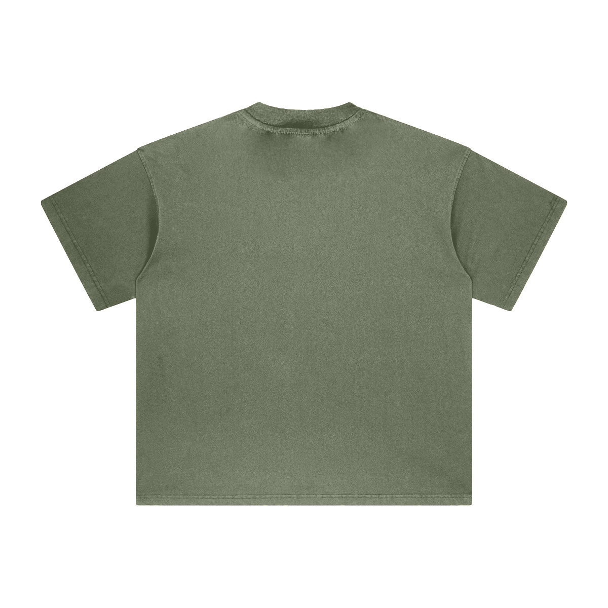 260GSM Unisex Heavyweight Re-Washed Distressed Crew Neck T-shirt Greyish Green