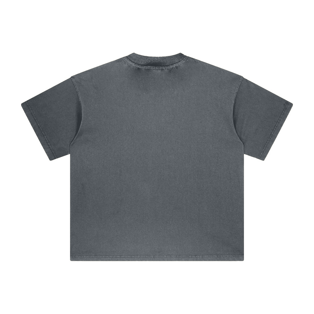 260GSM Unisex Heavyweight Re-Washed Distressed Crew Neck T-shirt Slate blue