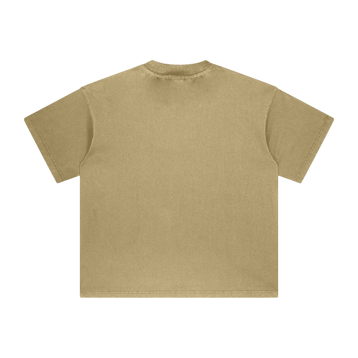 260GSM Unisex Heavyweight Re-Washed Distressed Crew Neck T-shirt Khaki