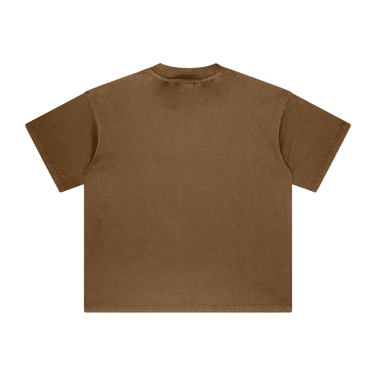 260GSM Unisex Heavyweight Re-Washed Distressed Crew Neck T-shirt Coffee Brown